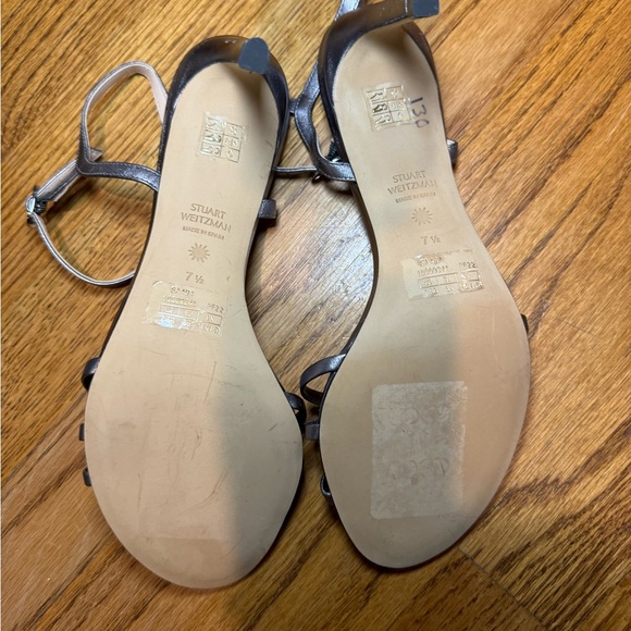 Brand New Stuart Weitzman Starla Silver Strappy Sandals Size 10 - Picture 6 of 16